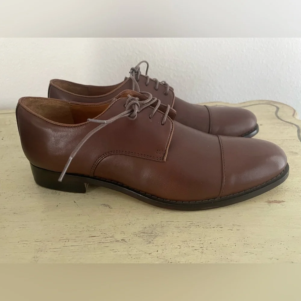 J. CREW Leather cap-toe derby shoes in Brown Size 9.5 M‎ NWOB $228 BS113